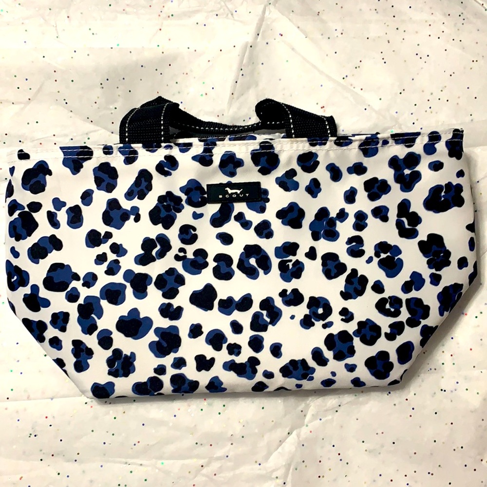Scout tote bag bnwot cheetah leopard white and blue print - Picture 1 of 4